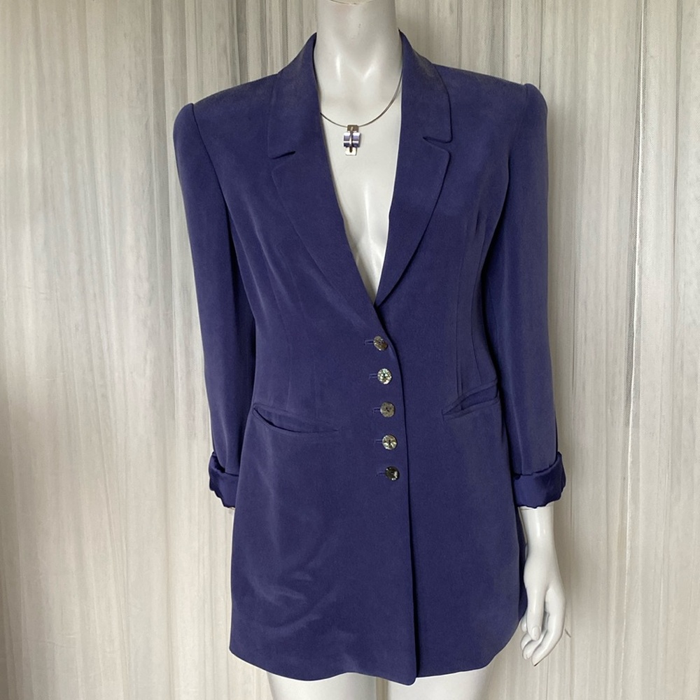 Dana  Buchman 100% blue silk blazer, jacket! Office, work, event, formal Size 4